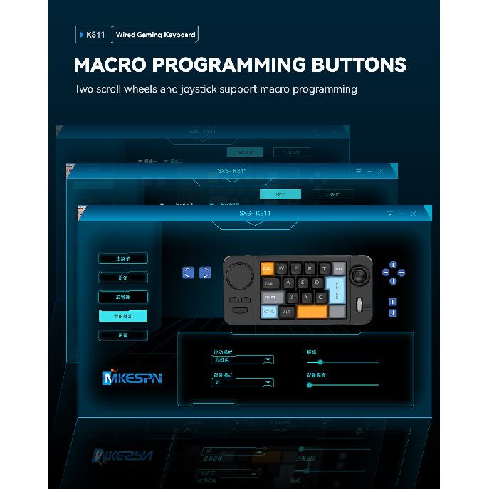 19 Key Mini Wired Gaming Keypad, Hot Swappable Mechanical Macro Keyboard with RGB Backlight, Dual Knobs & Joystick Support Custom Macro Programming