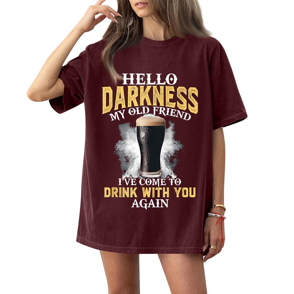 ( Darknss My Old Freend) Women's Fashion Casual Short-Sleeve Neck St. Patrick's Day Printed Shirt/T-Shirt Top