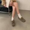 2025 new retro belt buckle fluffy shoes for women, plush thermal cotton shoes, platform-soled casual woolen lazy shoes
