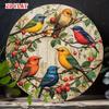 Pc Retro Tin Sign  Colorful Birds On Branches with Red Berries Round Aluminum Wall Art X Inch Vintage Indoor Decor for