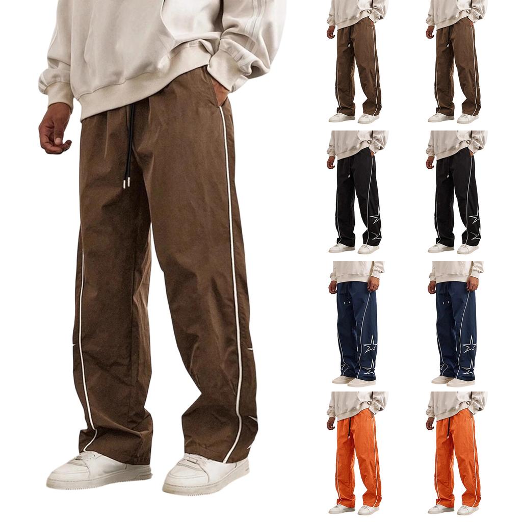 Men's Retro Streetwear Embroidered Casual Pants for Spring and Fall