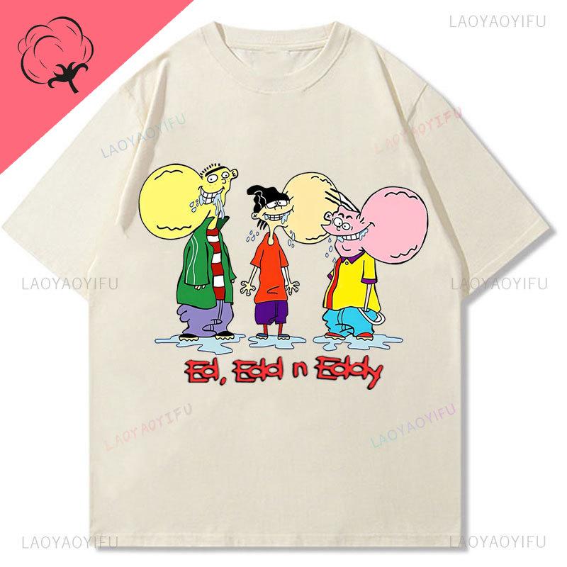 Ed Edd  Eddy Tv Show Shirt Novelty Cartoon Kawaii Cute Casual Funny Comic Printed Y2k Clothes Grahic T Shirts Cotton Unisex Top