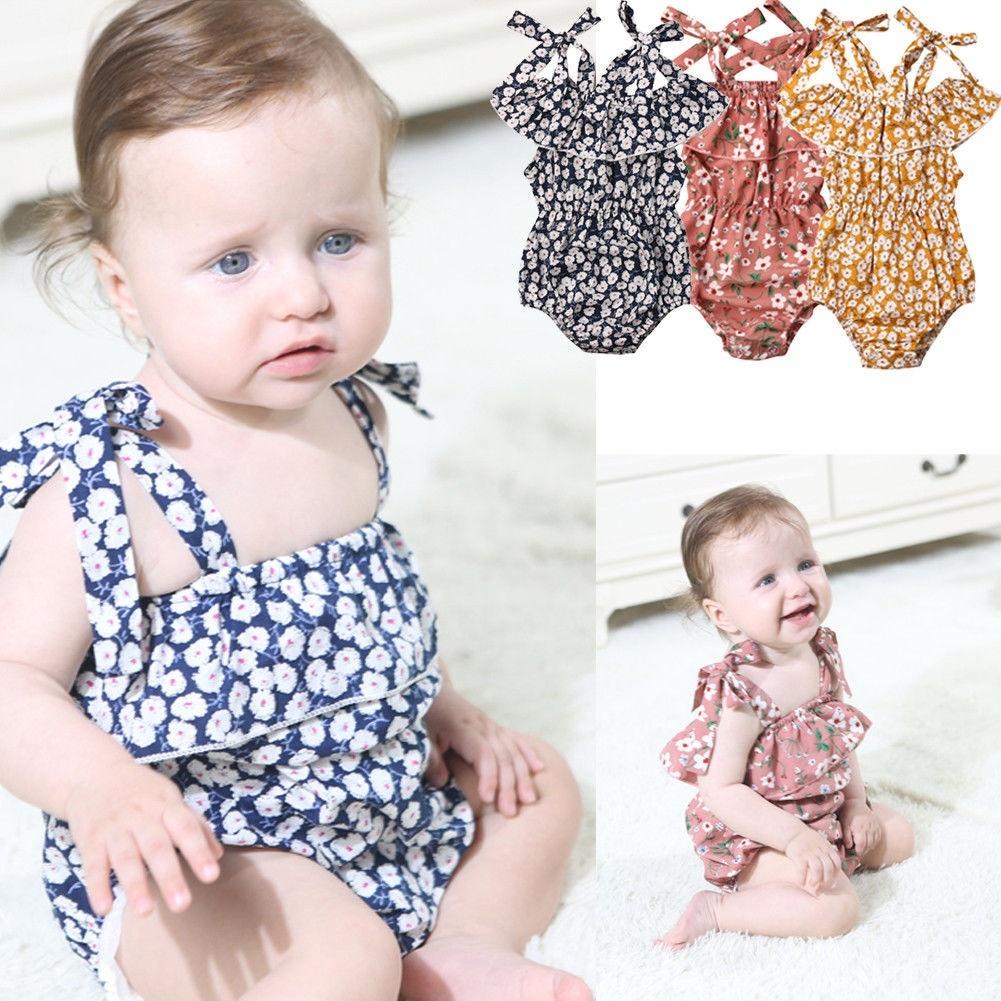 Buy Newborn Infant Baby Girls Chiffon Floral Romper Bodysuit Jumpsuit