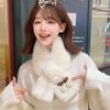 Autumn and Winter Versatile Thickened Plush Scarf, High-end Solid Color Neck Protection, Personalized Lace Cherry Cross Scarf