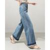 TERRE BLEUE Women's High-Waist Casual Straight Wide Jeans