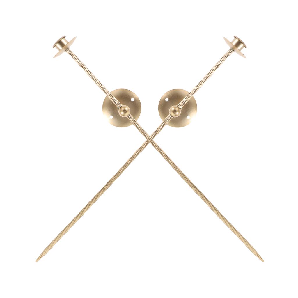 2pcs Wall Holder Long Gold Metal Pillar Candlestick Stand Iron Art Decorative Sconce For Living Room Dining Room Bedroom