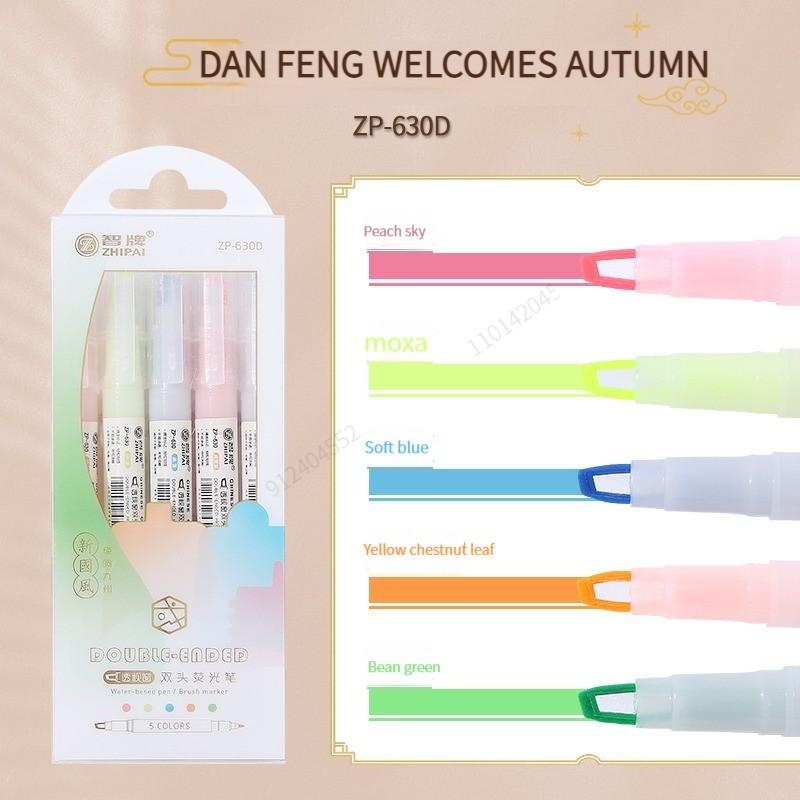 5 Stück/Set Doppelspitz-Textmarker Stifte Kawaii Farbige Manga Marker Pastell Scrapbooking Japanische Kawaii Schreibwaren Schulbedarf