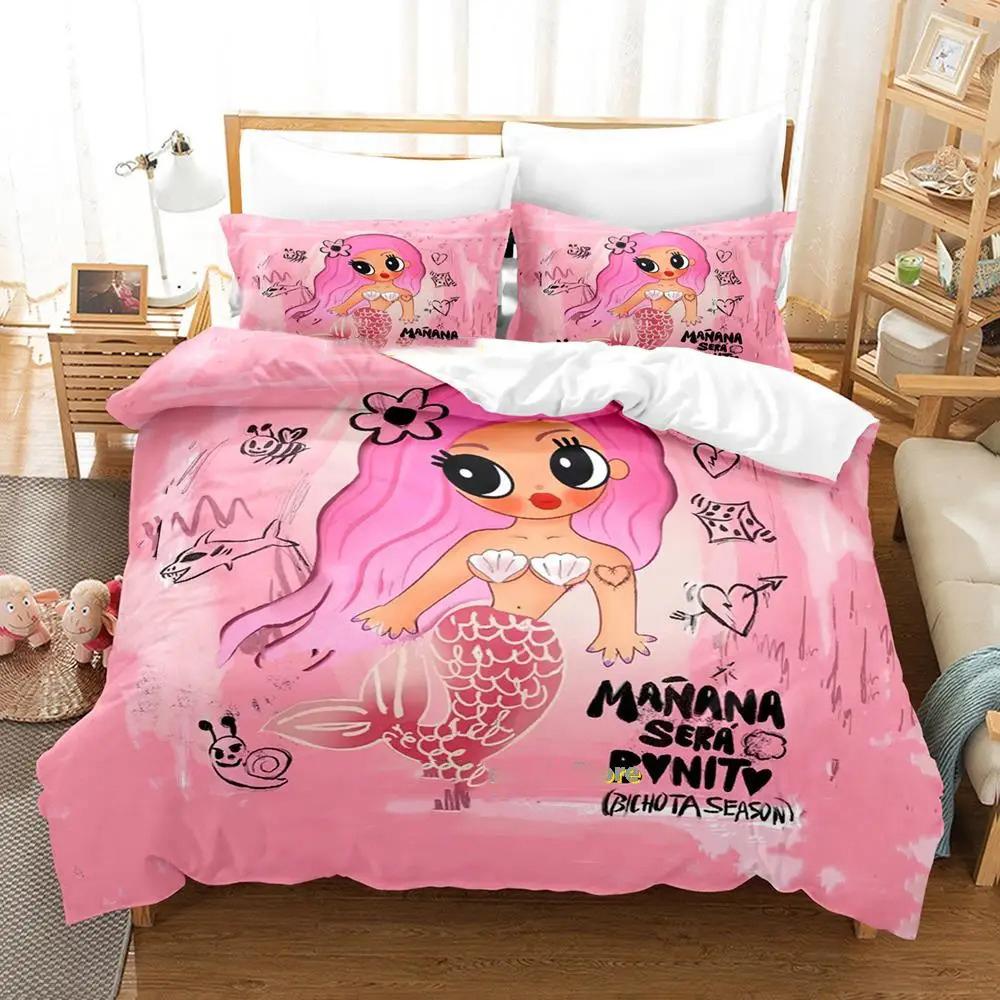 Karol G New Album Cover Manana Sera Bonito Bichota 2 Bedding Set Cartoon Anime Three-piece Set Teenager Bedroom Duvetcover Sets