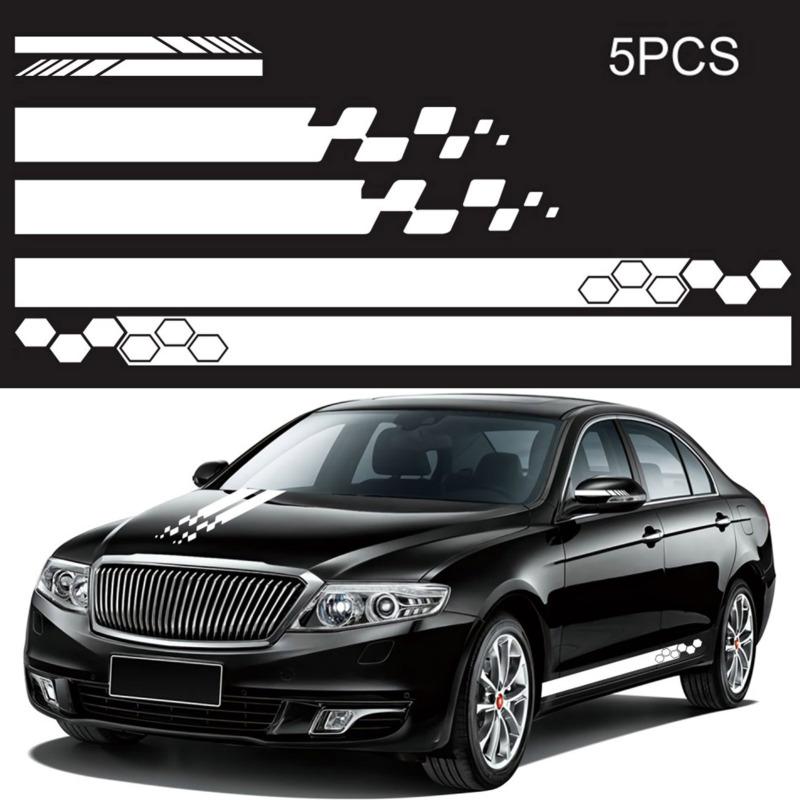 5 Pieces  Vinyl Car Side Sticker Auto Body Racing Sports Decals Universal Car Truck DIY Decal Stripe Vinyl Stickers Decoration