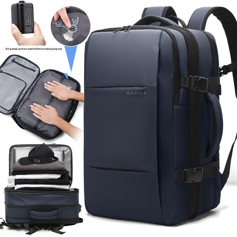 Bange Travel Men 15.6 Inch Laptop Backpack Vacuum Compression Backpack Business School Backpack Expandable Outdoor Backpack