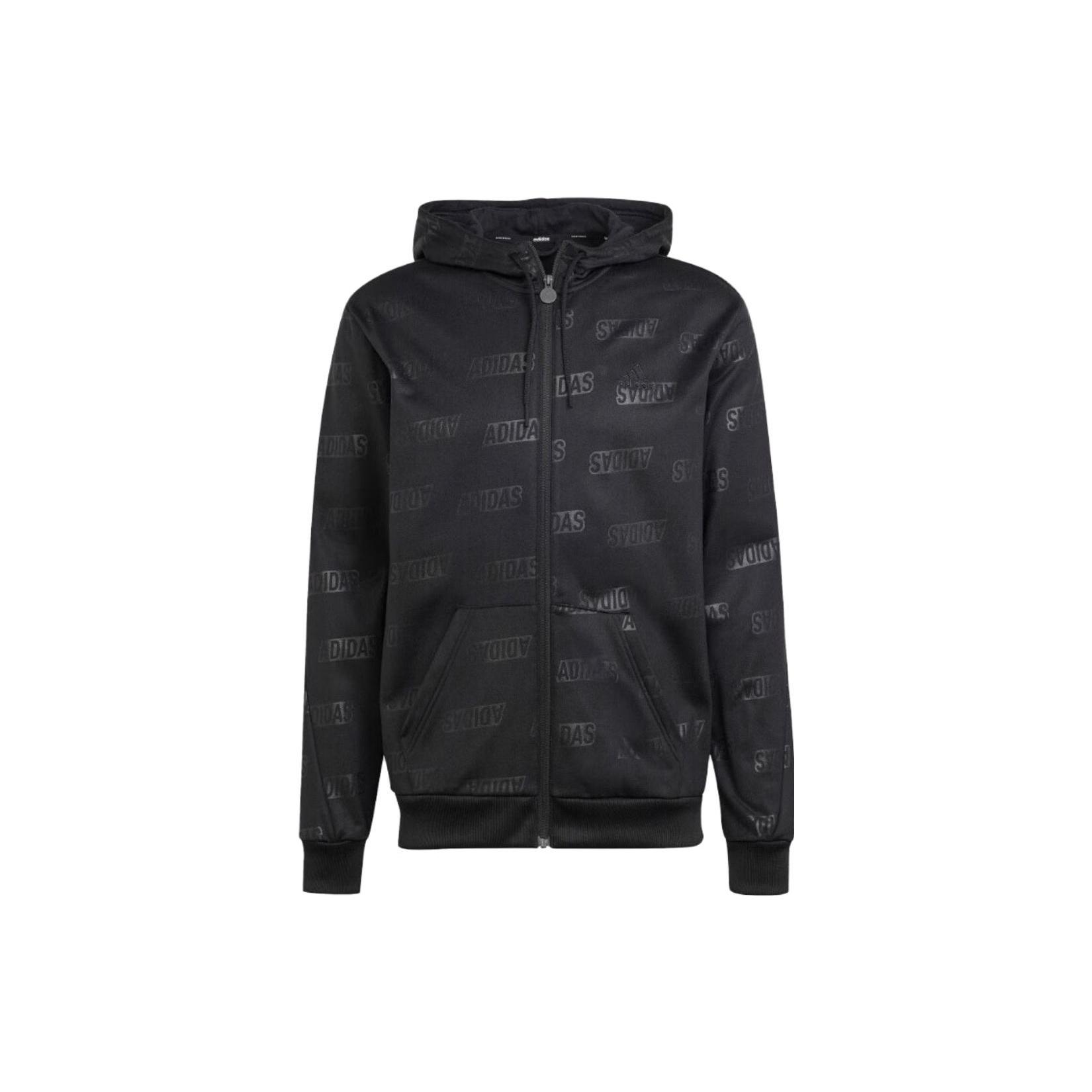 adidas Original Embossed Polar Fleece Full-Zip Hoodie Black Men s IJ6427 L