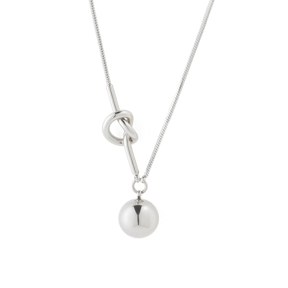 Designer Trendy Girl Jewelry Unique Knotted Pendants Stainless Steel Snake Chain for Women Fashion Round Charm Necklace