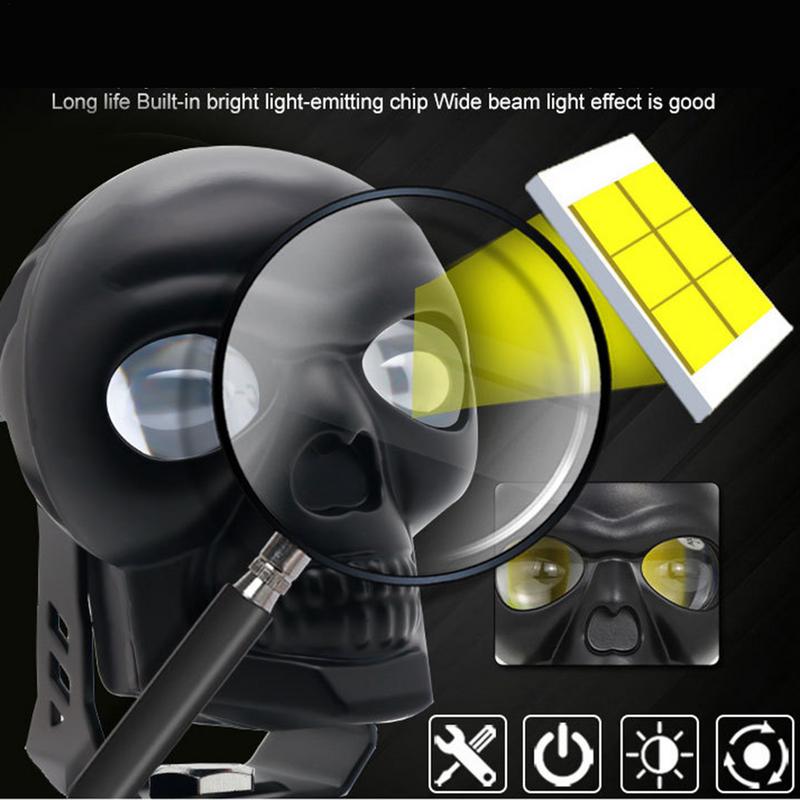 Motorcycle Driving Lights Skull-Shaped LED Passing Light Bright Led Driving Light Auxiliary Light for Offroad Truck 12V 24V 48V