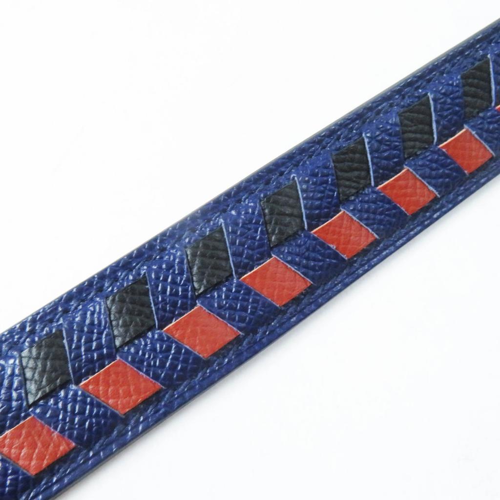 Toller HERMES Schulterriemen Bandouliere Tresage de Cuir Blau Schwarzbraun Leder Gebraucht