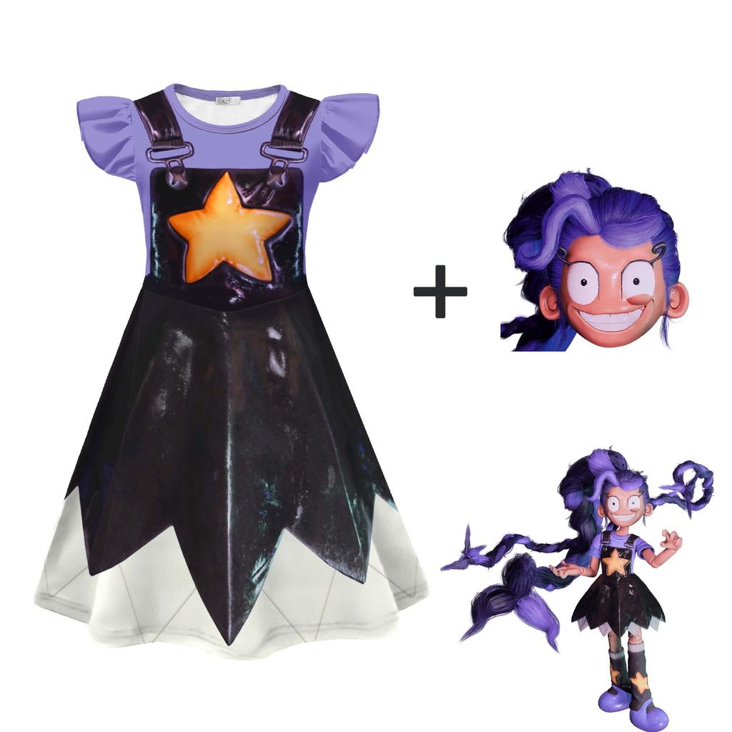 Lily Cosplay Dress Free Mask For Girls Kids Horror Game Halloween Costume Carnival Party Fancy Bow Dress Outfit With Bag