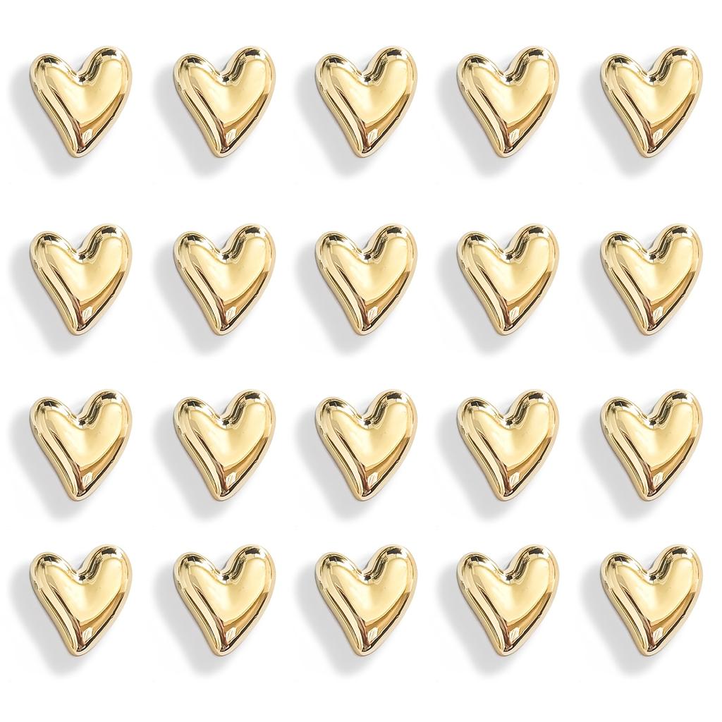 20 Cute Heart-shaped Decorative Magnets, Golden and Silvery Refrigerator Magnets, Small Home Kitchen Magnet Set for Decorating Office Whiteboards