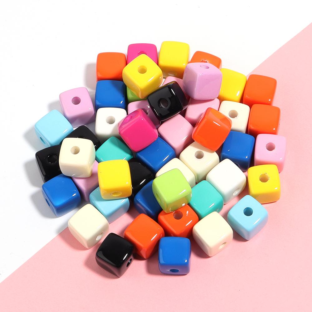 10 Stück/Los 13mm Acryl Quadratische Perlen Bunte Farbe Leere Abstandshalter Perlen DIY Handgemachtes Armband Handykette Zubehör