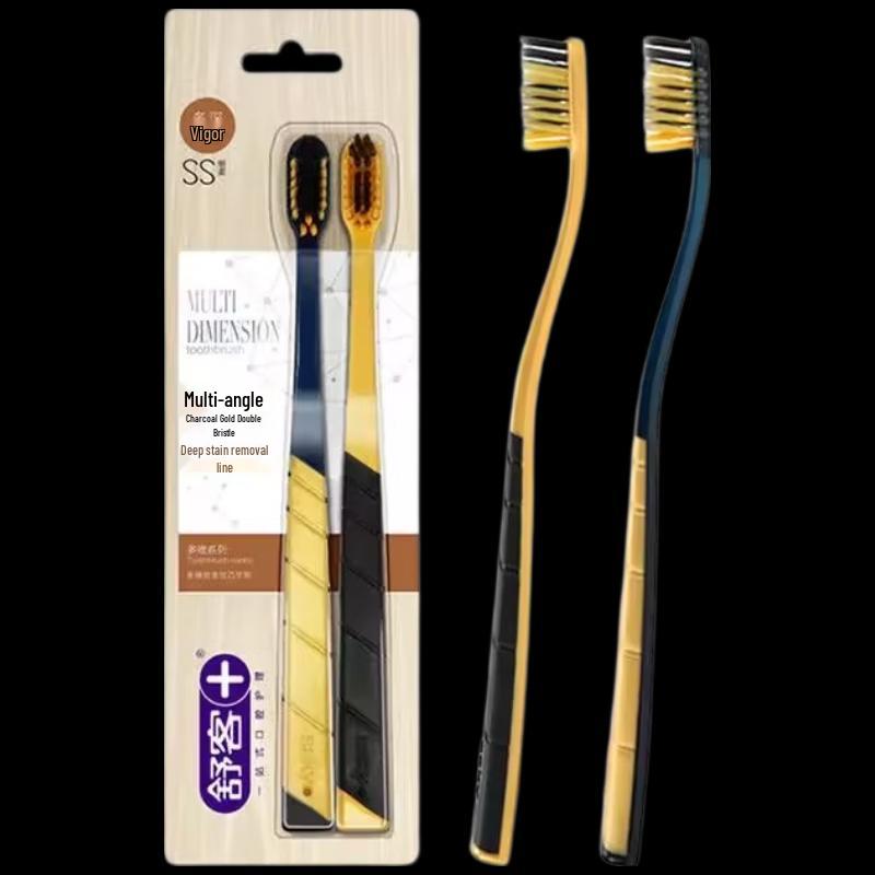 Shuke Charcoal Gold Soft Bristle Toothbrushes, 4-Pack