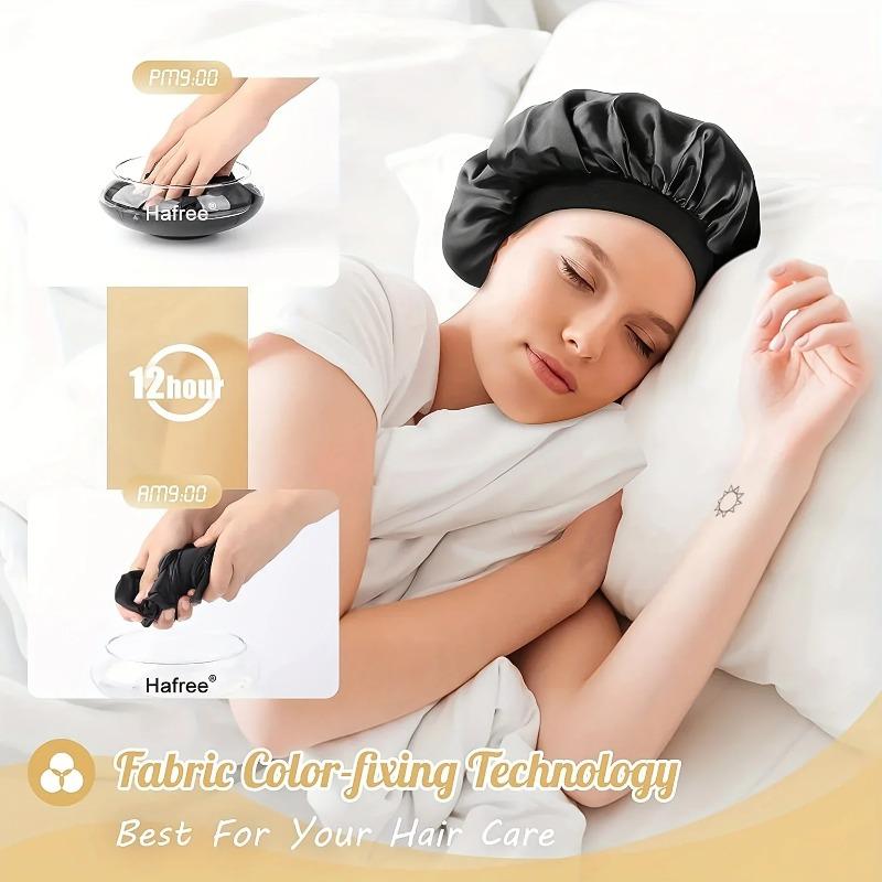 Women's Solid Color Satin Sleep Bonnet, Elastic Narrow Edge Hair Cap for Daily Home, Smooth Silk Bonnet for Sleeping Hair