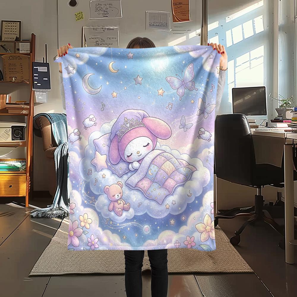 1PC My Melody Print Flannel Blanket, High Quality All Seasons, Home Decor, Warmth and Comfort, Perfect for Christmas Gifts