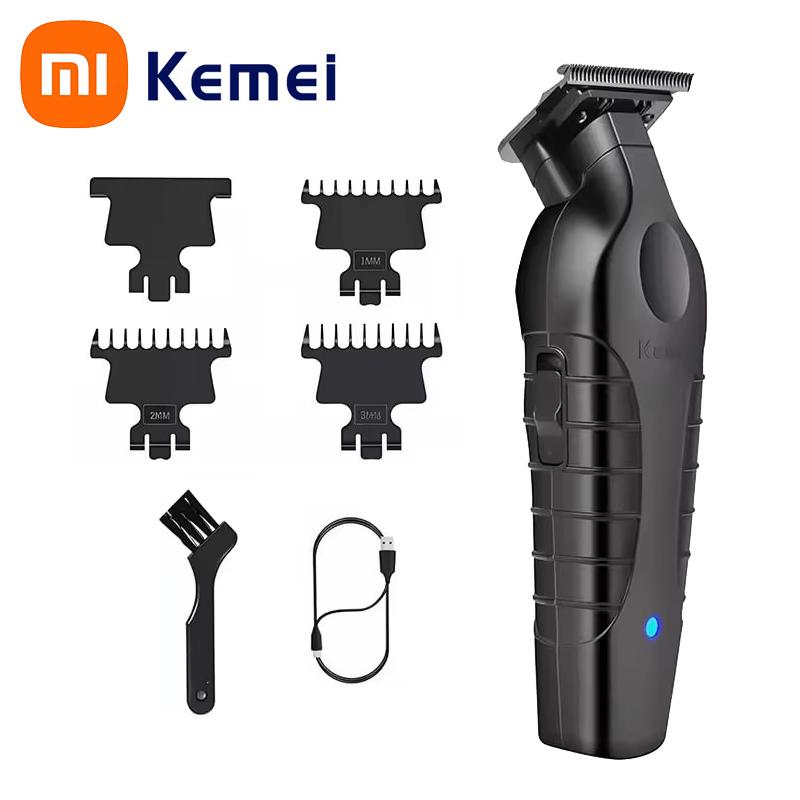 Kemei KM-2299 Мужская беспроводная машинка для стрижки волос с USB-подзарядкой, триммер с нулевым зазором, электрическая машинка для стрижки волос чёрный