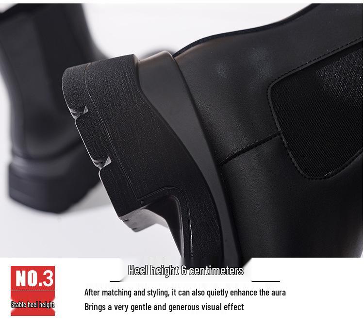 2025 Women's Black Chelsea Martin Boots: Chunky Heel, Round Toe, Platform Design