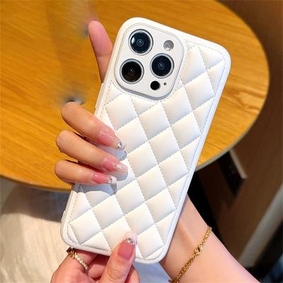 For iPhone 16 Pro Max Case Rhombus Stitching PU Leather + TPU Shockproof Phone Cover