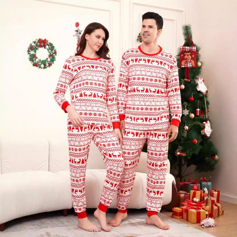 2026 Fall Winter Homewear Pajama Set Pink Family Matching Outfits Christmas Daily Wear