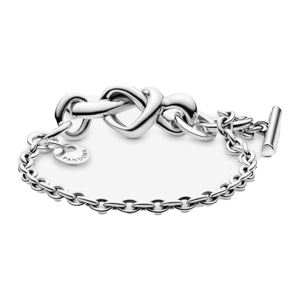 Pandora Bracciale con nodo intrecciato a forma di cuore, catena semplice, chiusura a T, unisex, 598100