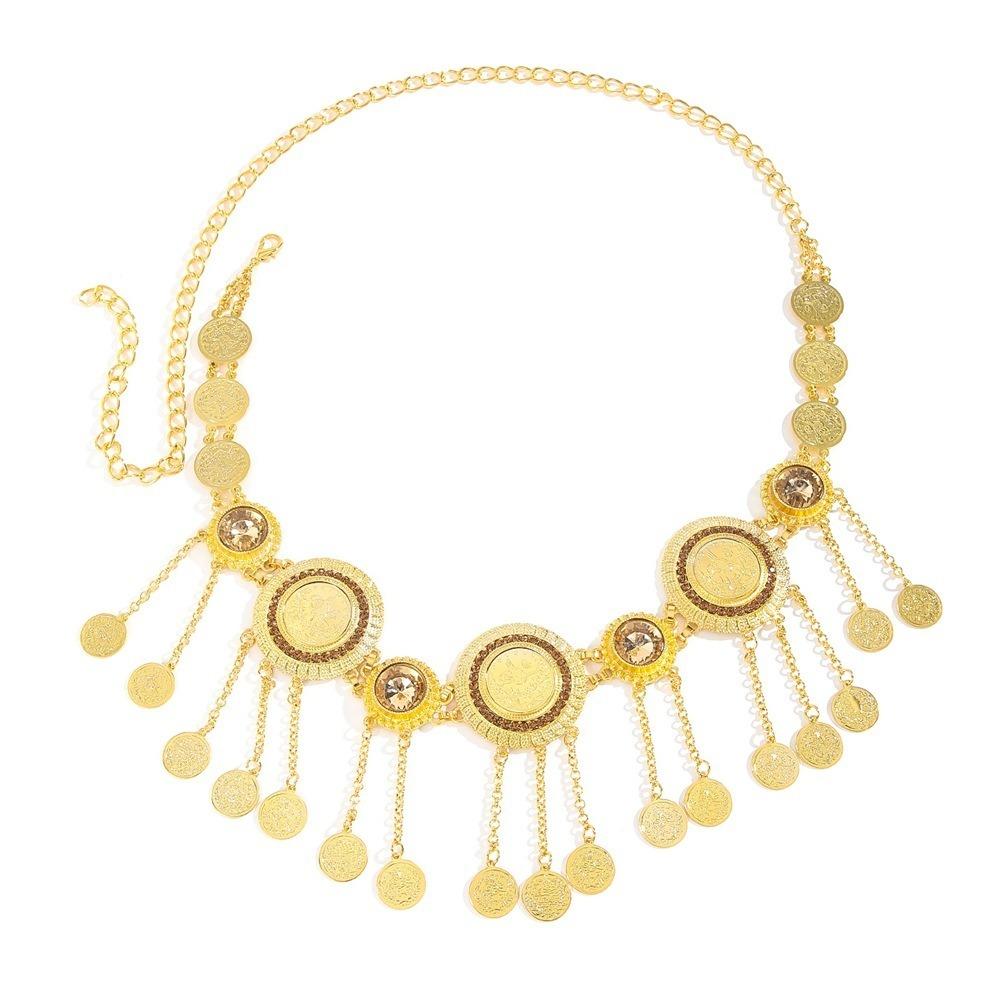 Inlaid Diamond Fringe Belt Alloy Fringe Waist Chain Vintage Waist Chain Belt  For Weddings