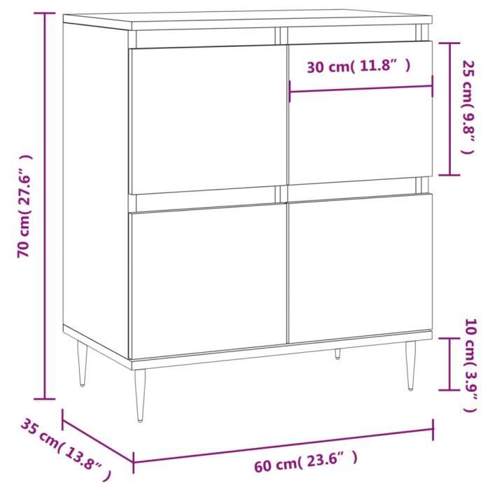 VidaXL Buffet Blanc 60x35x70 cm Bois d'ingénierie 831204