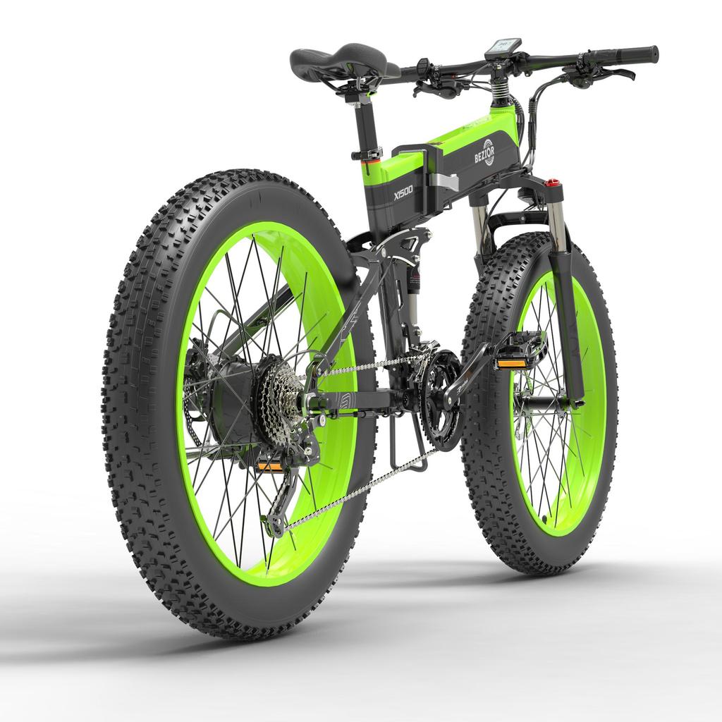 BEZIOR X1500 Skladací elektrický bicykel do každého terénu 1500W motor 48V12.8AH batéria Mestský vonkajší elektrický bicykel 26-palcové terénne pneumatiky E-horský bicykel