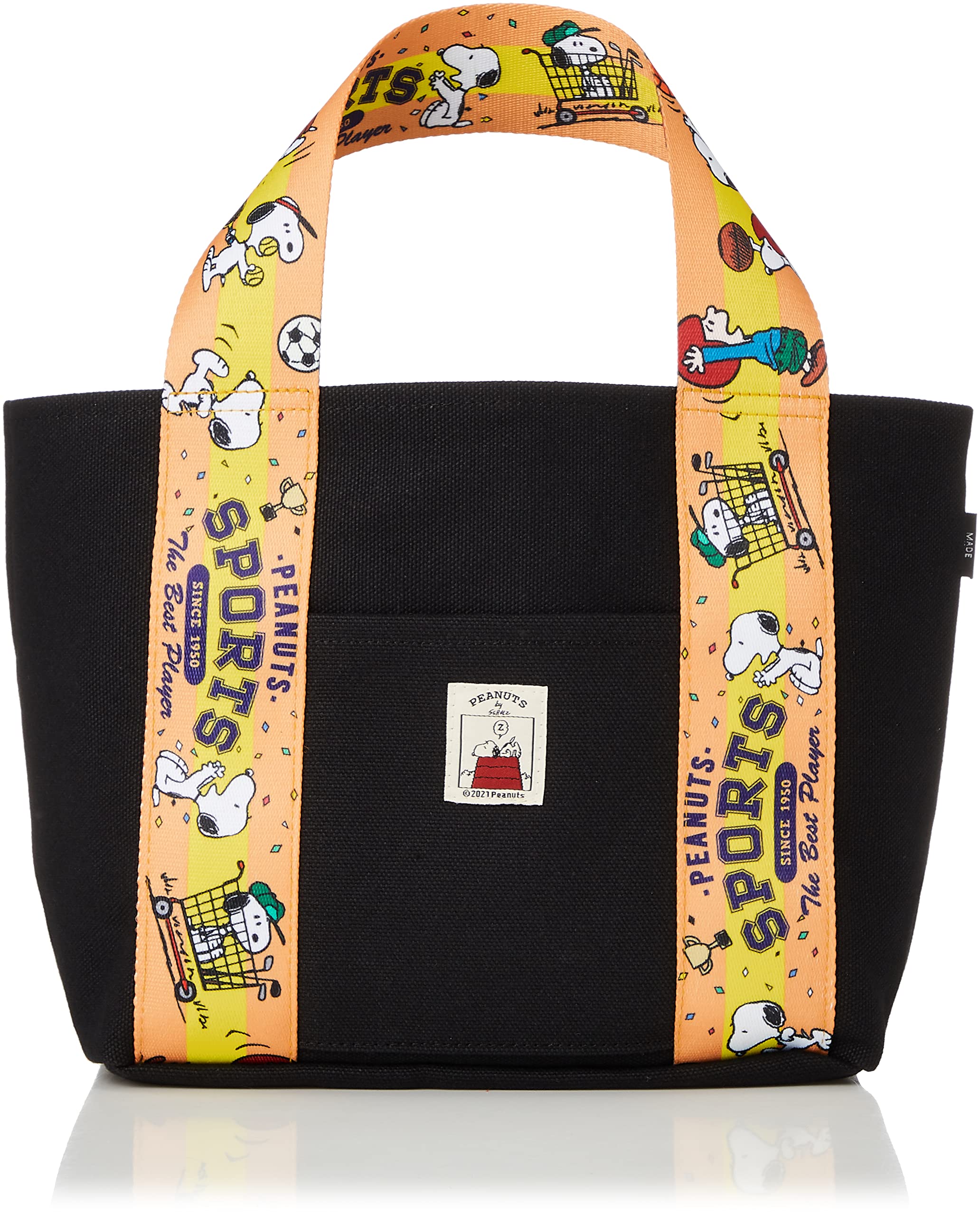 

Snoopy Tote Bag Shoulder Handle Stylish Sub Bag Shopping Bag Canvas Durable Made in Japan Character Cute SNOOPY Sports Black M Width 42 x Height 28 x