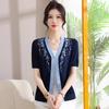 2026 Summer Ice Silk Short Sleeve Knit Cardigan for Middle-Aged and Elderly Women