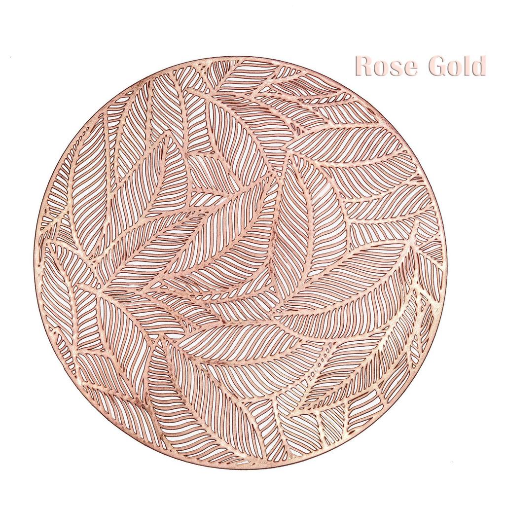 Leichter Luxus runder kreativer Blatt-Hohlfolien-Gold- und Silberfolien-Esstisch-Hitzeschutzmatte Topfuntersetzer PVC-Spritzguss-Anti-Scald-Design