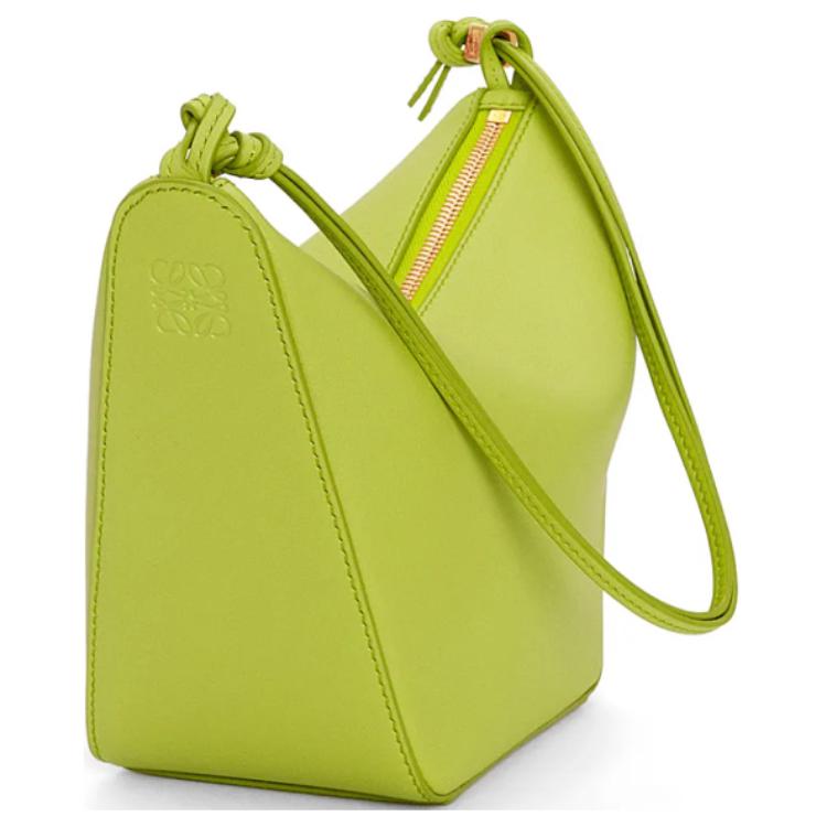 Loewe Hammock Hobo Embossed Letter Puzzle Zipper Closure Leather Hobo Bag Women Hobo Bag Grass-Green A538G13X01-1718
