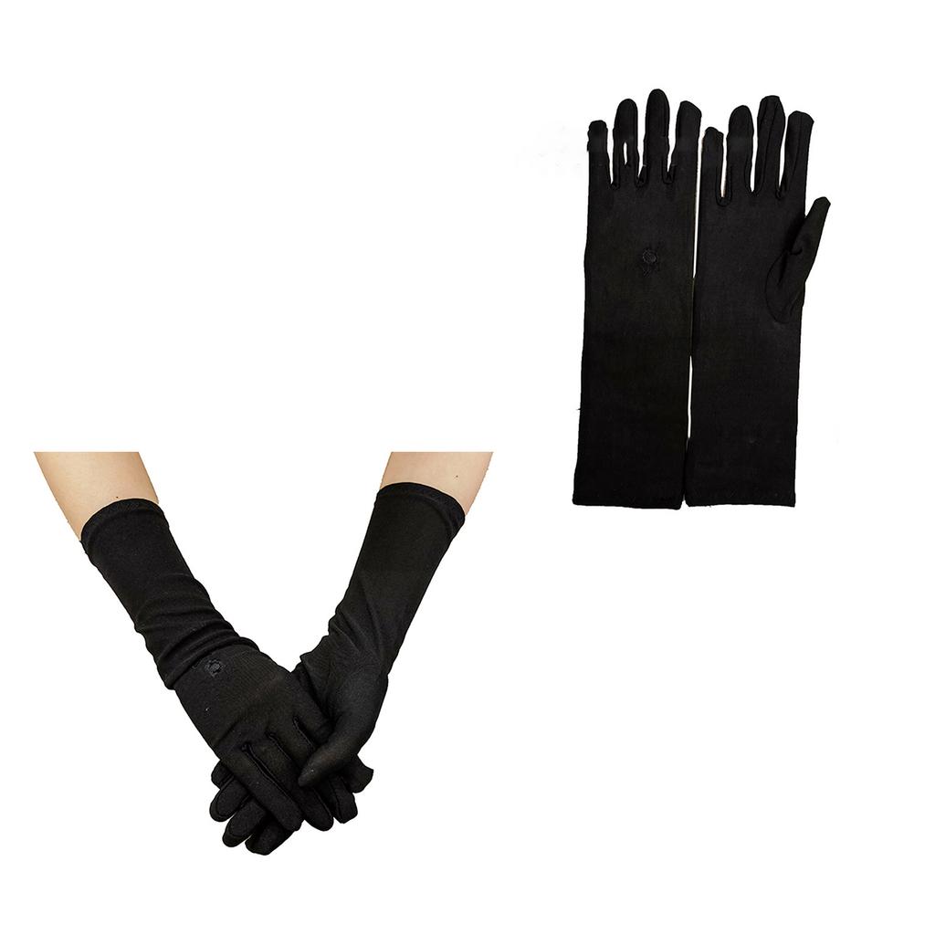 Muslim Arab Black Gloves for Women Sunproof Arm Cover Embroidery Long Arm Sleeves Full Finger Arabian Hijab Hand Gloves