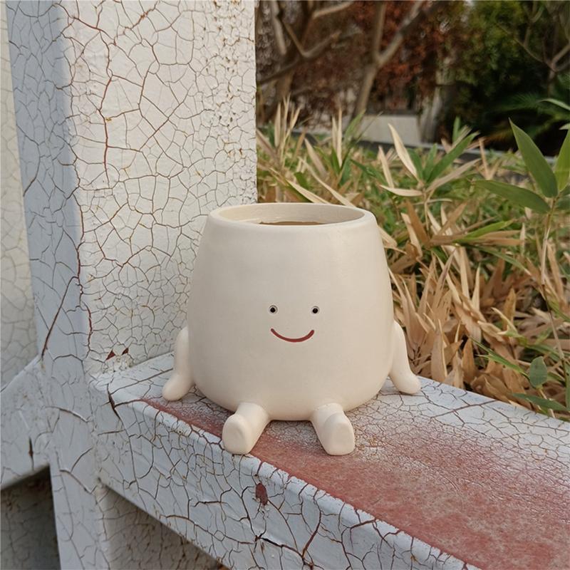 Niedliche Pflanze Sukkulenten Töpfe Harz Pflanzer kreative Lächeln Gesicht Blume Container Home Garten Dekor