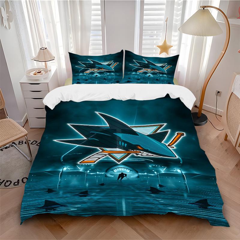 

3pcs bedding set Shark Includes 1 Comforter + 2 Pillowcases, Without Pillow Inserts, Soft Comfortable, Lightweight Breathable063 135x200cm