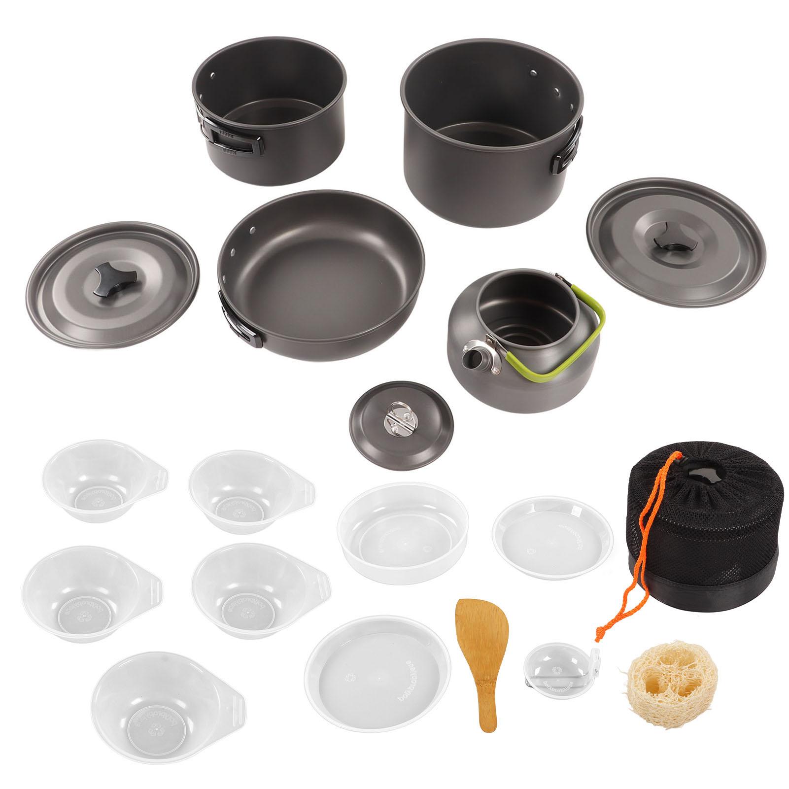 

Camping Cookware Kit Portable Practical High Hardness Anti Scald Pot Kettle Set for Outdoor Picnic