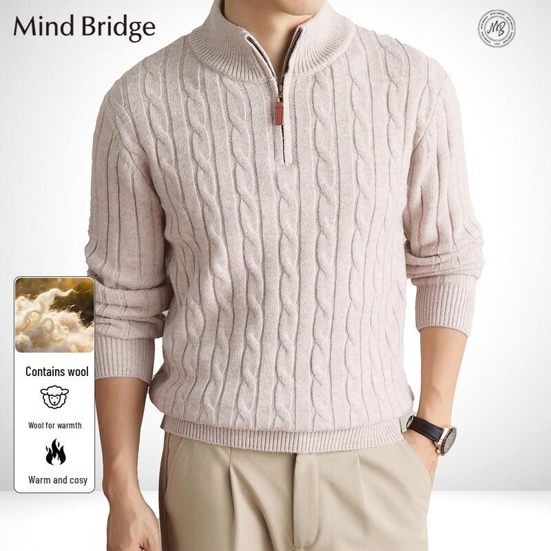 Mind Bridge Men's Wool-Blend Mock Neck Pullover Sweater