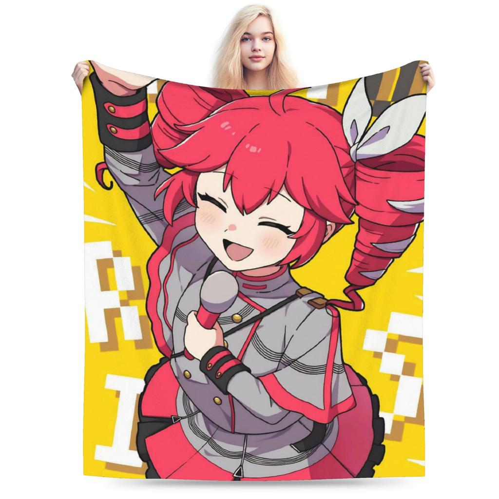 Kasane Teto Velvet Throw Blanket Anime Vtuber Blanket for Sofa Office Warm Plush Thin Quilt