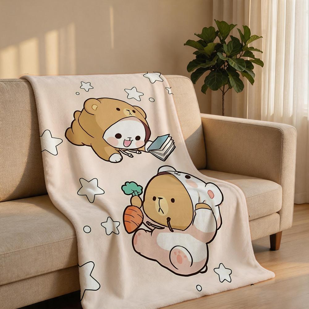 Cartoon M-Milk & MochaS Throw Short Plush Throw Blanket Soft Skin-Friendly Multi-Scene Home Office