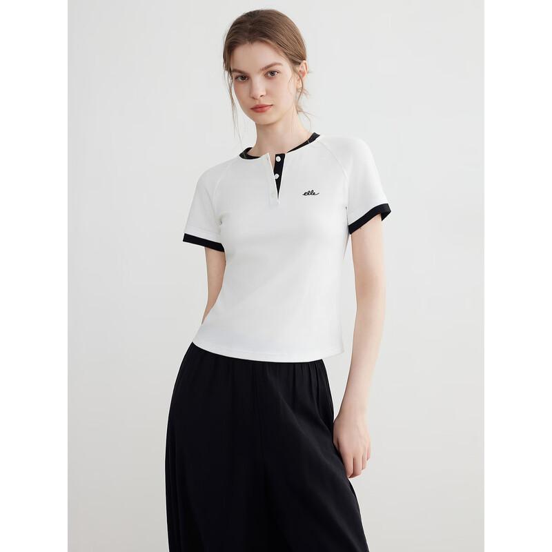 ELLE Women s French Style Color-Block Short-Sleeve T-Shirt S