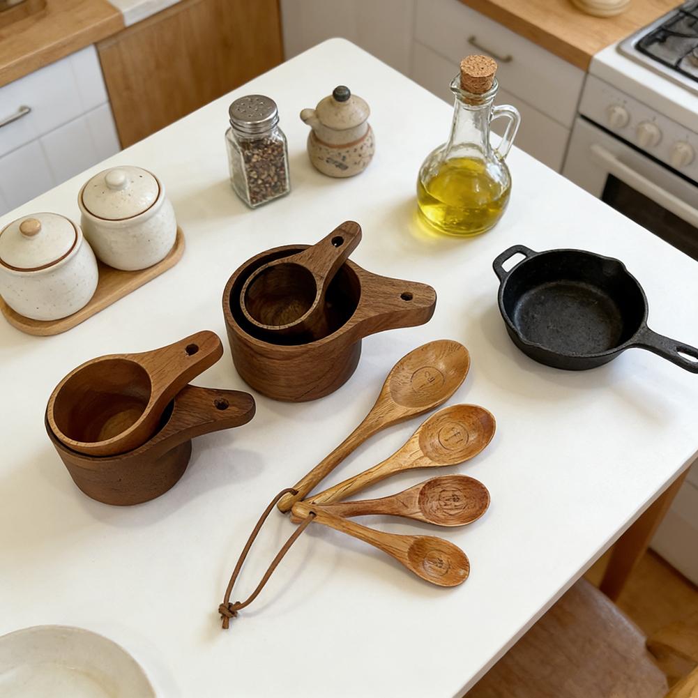 

Solid-Wood Nested Dry Measuring Set With Ties Space-Saving & Organised Storage For Kitchen CN