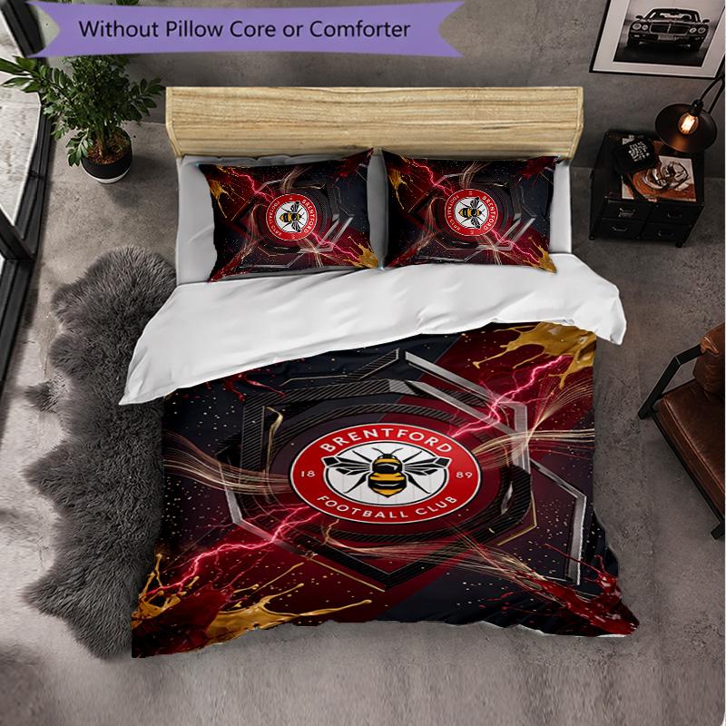 Set Biancheria da Letto Brentford Football 3 Pezzi Morbido Set Copripiumino con Federe Set Decorazione Camera da Letto per la Casa