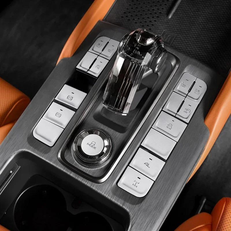 For HAVAL H9 2024-2026 Aluminum Alloy Red Car One-touch Start Gear Steering Wheel Button Trim Interior Car Accessories