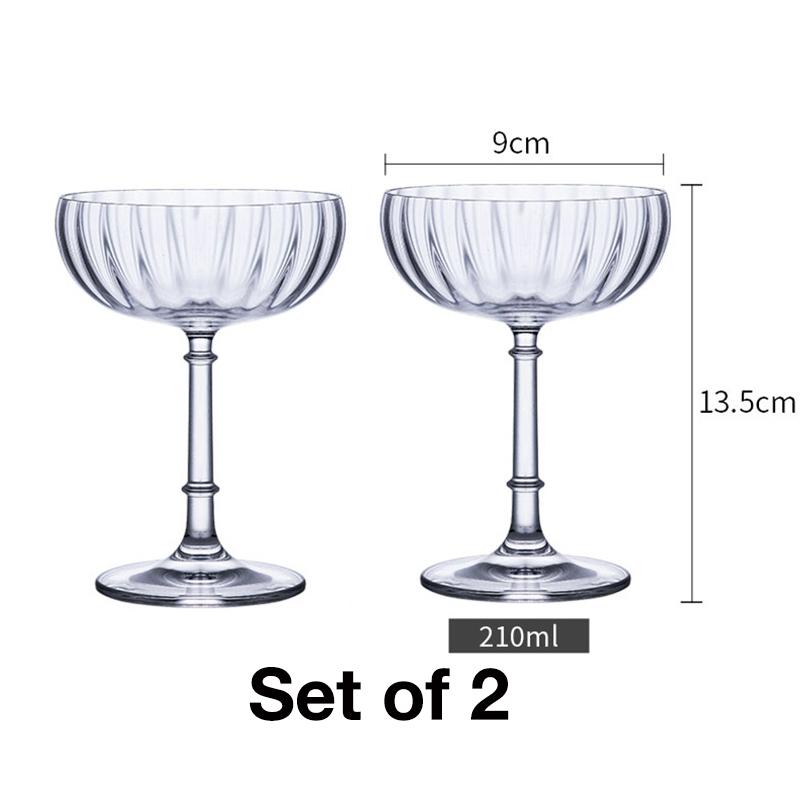 2PCS Coupe Cocktail Glasses Martini Glass Set of 2 200-300ml
