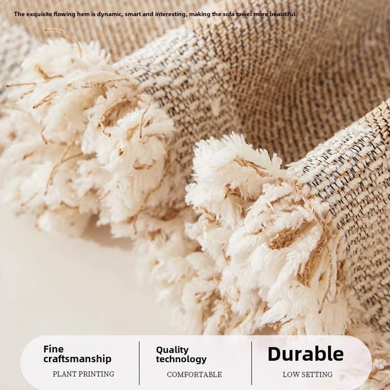 Boho Woven Sofa Towel with Tassels Air-conditioning Quilt Couch Towel for Living Room Camping Picnic Blanket Throw Blanket