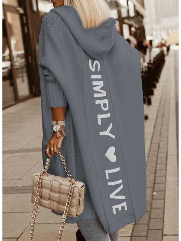 In Stock: Autumn/Winter Hooded Loose Knit Mid-Length Cardigan